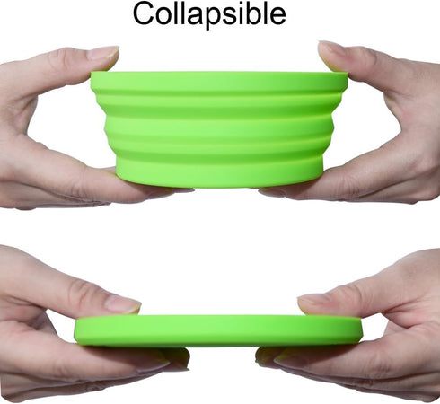 Silicone Expandable Collapsible Bowl for Travel Camping Hiking (Green(S))...