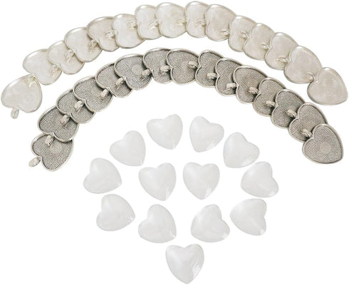 30 PCS 25mm Silver Heart Pendant Trays with Glass Setting,Pendant Blank Base,Silver Pendant Trays,Cameo Bezel Cabochon Settings...