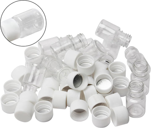 Othmro 100Pcs 5ml Plastic Bottles Lab Cylindrical Chemical Reagent Bottle Wide Mouth Laboratory Reagent Polyethylene Bottle Sample Sealing Liquid ...