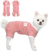 TONY HOBY Female Pet Dog Pajamas, 4 Legged Dog Pjs Jumpsuit with Stripes, Soft Cotton Surgery Recovery Dog Clothes (S, Pink+White-Girls)...