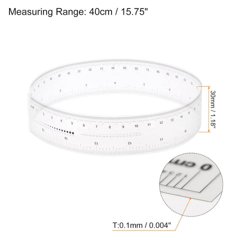 Film Flexible Ruler 16 Inch 0.1mm Scale PET Plastic Folding Straight Ruler Calibration Soft Ruler Measuring Tool for Factory, Transparent...
