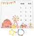 Farm Theme Baby Monthly Milestone Blanket, 48x40in Soft Flannel, Tractor and Barn Backgrounds, Newborn Mom Gifts, Baby Shower Age Growth Tracker w...