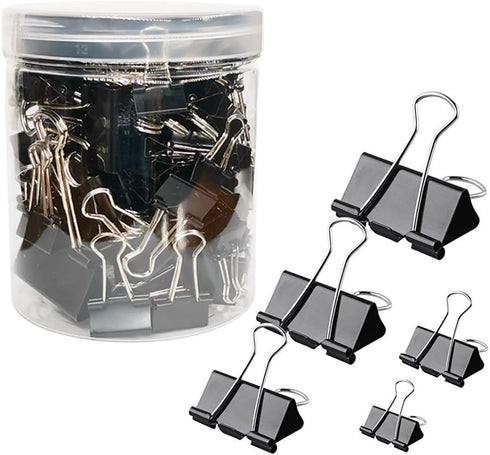 120Pcs Binder Clips Assorted Size, Office Clips with Clear Storage Container, Bulldog Clips, Paper Clips, Office Supplies...
