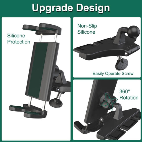 Car CD Slot Mount Tablet Holder for 4-13" iPad & Phone, Universal 360° Rotation Car Truck Front CD Player Tablet Mount for iPad Pro 12.9 Air Mini ...