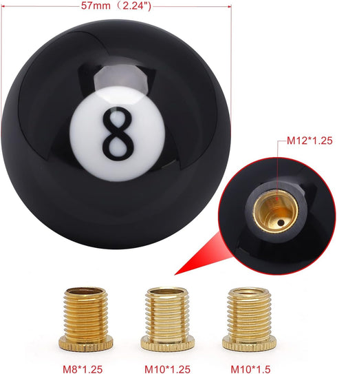 Shift Knob Manual Gear,Round Ball Shift Knob Acrylic Gear Shift Knob,Universal Shifter Knob with 3 Adapter,Fit for Manual Car (Black 8)...
