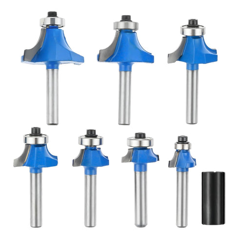 Yetaha 7Pcs 1/4 Inch Shank Roundover Edging Router Bit Set, Carbide Corner Rounding Edge Forming Router Bit, Woodworking Milling Tools, 1/8", 5/32...