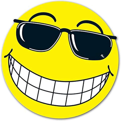 Happy Face with Sunglasses - Vinyl Window Stickers (Yellow 6") (12 per Pack)...