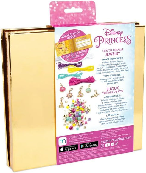 Make It Real - Disney Princess Crystal Dreams Jewelry - DIY Bead & Charm Bracelet Making Kit - Includes Jewelry Making Supplies, Charms with Swaro...