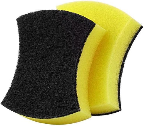 Dish Scrubbing Sponges with Black Scouring Pad, Pack of 5, Double-Sided Material, Double Side Effect, Polyester and Sponge, Yellow/Black...