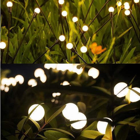 2 Pack 20 LED Solar Garden Lights - Upgraded Waterproof Outdoor Firefly Lights for Yard, Patio, Pathway, and Walkway Decor in Warm White - Solar-P...