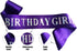 Birthday Girl Sash,Purple Satin Silver Iridescence Glitter Foil Sash,Queen Princess Party Decorations,Women's Birthday Party Supplies,16,18,21,30,...