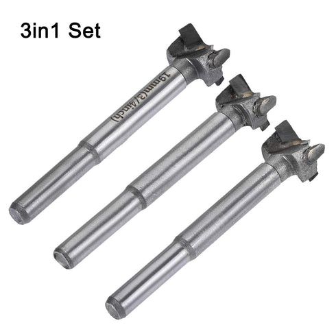 uxcell Forstner Wood Boring Drill Bits 17mm 18mm 19mm Dia. Hole Saw Carbide Alloy Steel Tip Round Shank Cutting for Hinge Plywood Wood Tool 3in1 S...