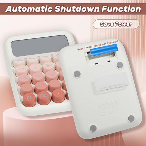FIOVER Mechanical Switch Calculator, 12 Digits, Large LCD Display, Cute Pink Desktop Calculator with Big Buttons, Aesthetic Calculator for Office,...