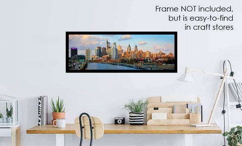 PHOTOSBYJON Philadelphia Skyline UNFRAMED Photo Print Dusk Sunset South Street Color Philly City Downtown 11.75 inches x 36 inches Photographic Pa...