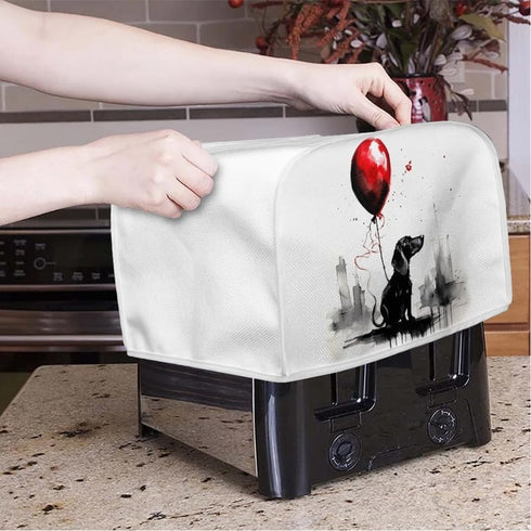 2|4 Slice Toaster Cover Dachshund Dog Red Balloon Kitchen Small Appliance Covers, Cartoon Aesthetic Watercolor Puppy Dog Toaster Cover Fits for Mo...