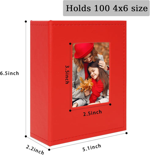 Small Photo Album 4x6 100 Pockets Leather Cover Picture Book Holds 4x6 Photos for Wedding, Baby, Family, Graduation...