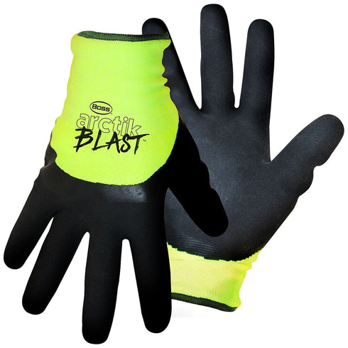 Boss Men's ARCTIK BLAST HIGH-VIS Gloves, Superior Grip, 3/4 Dip Latex Palm, Cold Resistant, Green, X-Large, (7845X),Green/Black...