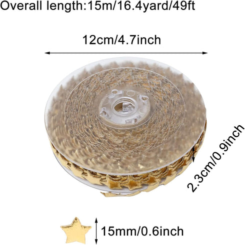 Honbay Sparkly Polyester Star Ribbon Trim Embellishment, Star Decoration Ribbons, for Wedding, Birthday, Valentine's Day, Baby Shower, Christmas, ...