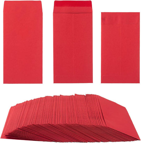 100 Pack Money Envelopes Cash Budget Envelopes #7 Coin Envelope for Cash, Budgeting, Check, Gifts Cards, 3.5 x 6.5 Inches (Red)...