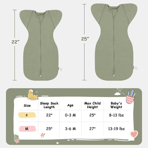 MEXXI Swaddle Baby Sleep Sack with Arms Up, Baby Transitional Swaddle with Double Zipper, 0.5 TOG, 13-19 lbs, M...