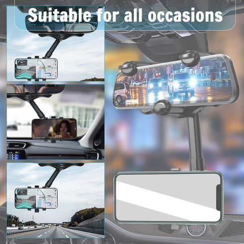 Lifesuny Phone Holder - Satismoon Rearview Mirror Phone Holder for Car, Satismoon Car Phone Holder, 360°Car Rearview Mirror Phone Holder, Soporte ...