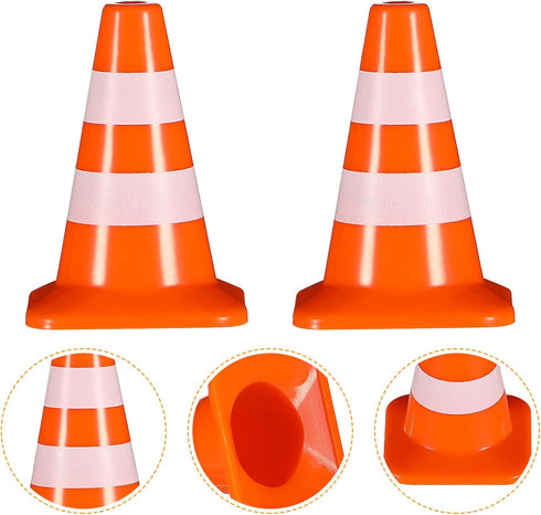 STOBOK Traffic Cone, 14pcs Traffic Signs Toys Miniature Traffic Road Cone Construction Toys Mini Cones Kids DIY Traffic Roadblock Toy for Kids Edu...