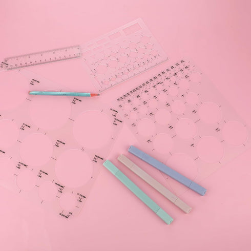 3 PCS Circle Stencil Circle Template Round Drawing Stencil Drafting Stencils Measuring Tools Plastic Geometric Stencils Drawing Aid Tool Circle Ru...