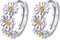 925 Sterling Silver Daisy Small Hoops Earrings, Hypoallergenic Huggie Earrings for Sensitive Ears, Daisy Sunflower Jewelry Mother Day Birthday Pre...