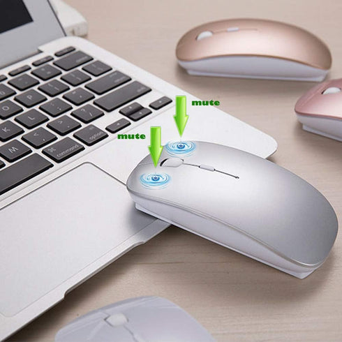KLO Rechargeable Bluetooth Mouse for MacBook/MacBook air/Pro/iPad, Wireless Mouse for Laptop/Notebook/pc/iPad/Chromebook (BT/B Silver)...