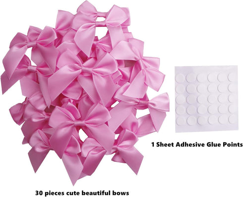 30 Pack Mini Satin Ribbon Bows with Glue Point, Fabric Ribbon Gift Bow for DIY Crafts Sewing Scrapbooking Wedding Birthday Party Decor Party Favor...