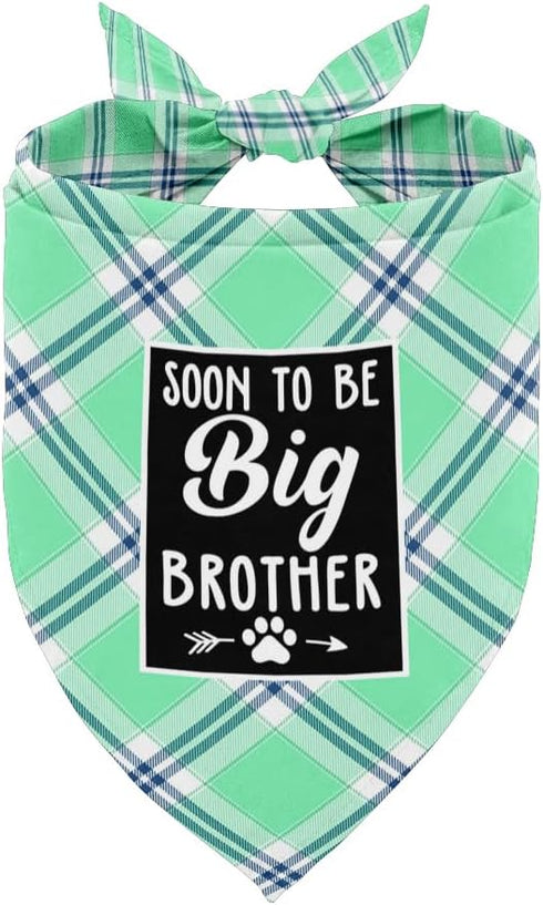Dog Bandana, Soon to Big Brother Dog Bandana, Dog Scarf Classical Plaid Printing, Dog Scarf Accessories, Dog Bandana Pet Scarf, Pet Plaid Scarf Ge...