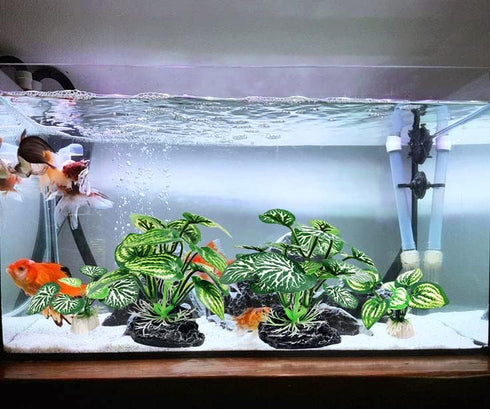 4PCS Aquarium Plants Betta Fish Tank Decorations Small Size Soft Faux Silk Aquarium for Hiding Fish Reptil...