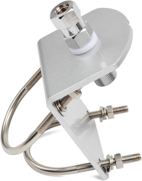 HYS Universal CB Antenna Mount W/ SO239 Stud, Antenna Mast Pole Mount Kits Heavy Duty 2pcs U-Bolt Clamp Bracket, L-Bracket with 10mm(APPR. 0.39inc...