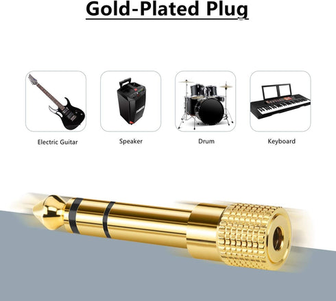 Piano Adapter, 1/4'' Male to 3.5mm 1/8'' Female Stereo Headphone Adapter Stereo Headphones Jack Plug for Electronic Keyboard, Guitar, Drum......