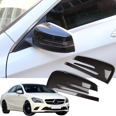 For Mercedes Benz A CLA GLA GLK Class W176 W117 X156 X204 2014-2017 Carbon Fiber Side Rear View Mirror Cover Trim...