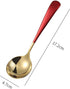 Metal Soup Spoons,Stainless Steel Spoons for Soup Round Colorful Dinner Spoons Thick Short handle Table Spoon 6.3-Inch, Set of 5 (Gold)...