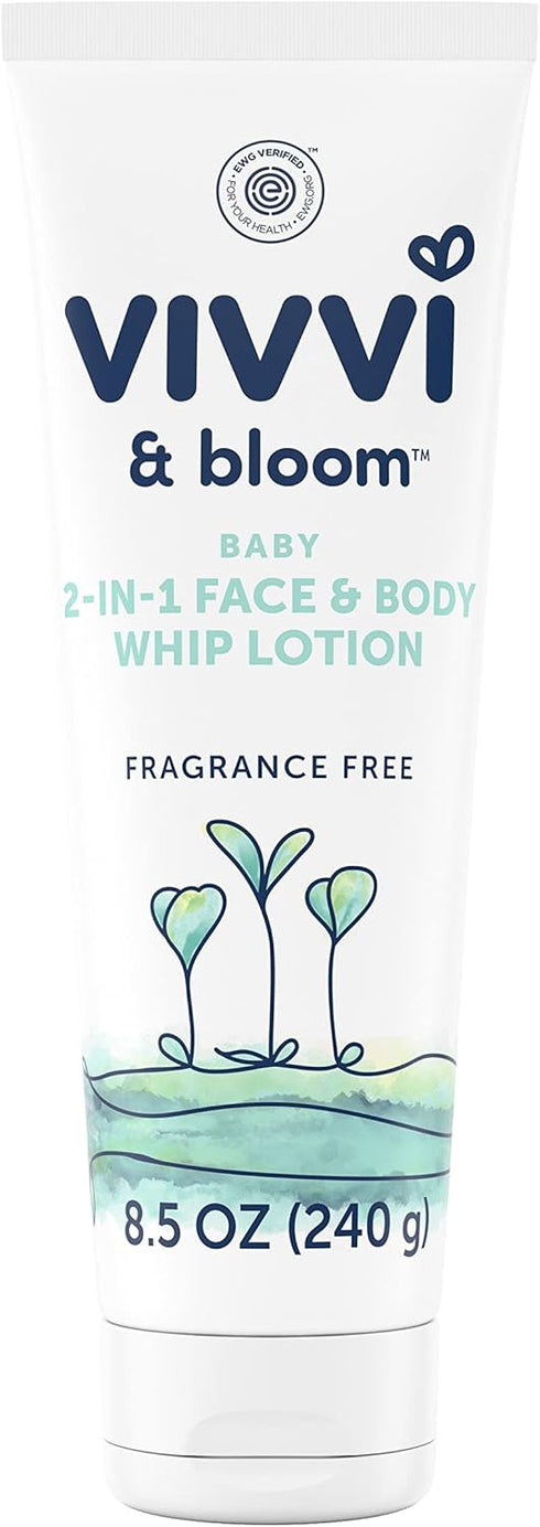 VIVVI & BLOOM 2-in-1 Baby Lotion, Face and Body, for Delicate & Sensitive Baby Skin, Hypoallergenic Lotion, Fragrance Free, 8.5 oz (Pack of 1)...