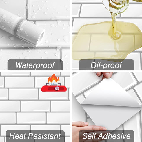 Livebor Backsplash Peel and Stick Wallpaper Tile Contact Paper 11.8inch x 78.7inch Kitchen Backsplash Wallpaper Countertops Waterproof Wallpaper S...