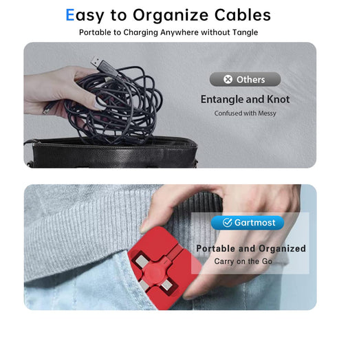 Three in One Charging Cable Roll, Data Transfer, 3 in 1 Charging Cable Retractable, Phone Holder, Compatible USB C(Type-C)/Micro USB/IP, Compatibl...