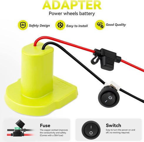 Power Wheel Adapter for Ryobi One+ 18V P108 P107 P102 P100 Li-ion & Ni-Cd Battery,Power Connector for Rc Toy & Car,12 Gauge Robotics Rc Truck?with...