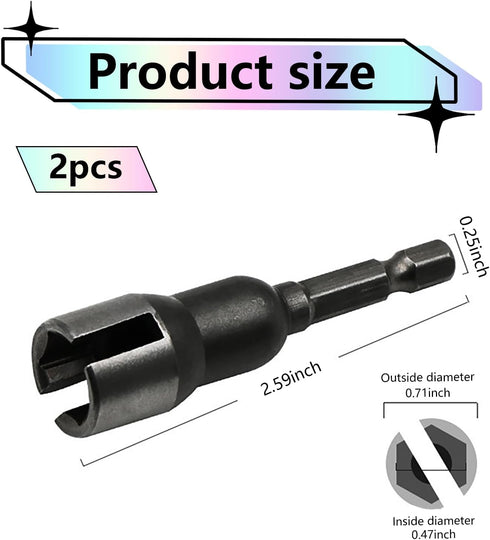 Pack-2 Hex Shank Nut, Butterfly Hole Socket Wrench, Power Wing Nut Driver, Universal Automobile Accessories, for Most Cars, Trucks and Vans (Black...