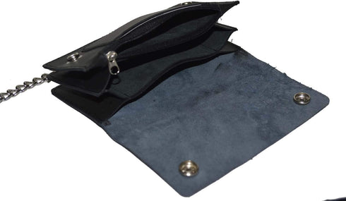 Leatherboss Genuine Leather Men Trifold Eagle Biker Chain Wallet Credit Card Holder for Motorcycle Bikers Truckers...