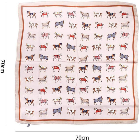 Square Scarf 1PC Retro Elegant Horse Print Silk Neck Scarf Women Square Hair Scarves Head Band Shawls Wraps Neckerchief Beach Sunscreen Headscarf...