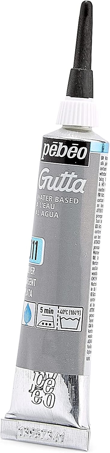 Pebeo Setasilk Silk Painting Water Based Gutta 20-Milliliter Tube, Silver...