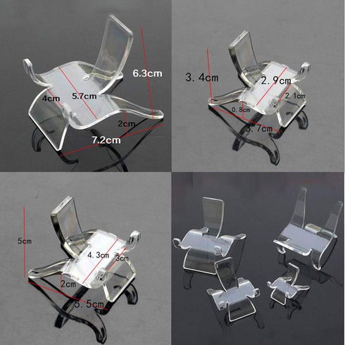 Teensery 6 Pieces Clear Plastic Display Stands 3 Sizes Display Easel Holders Small Collectibles Display Rack for Jewelry Crystal Geode Rock Minera...