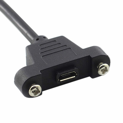 Micro USB Male to Micro USB Female Extension Panel Mount Type Cable with Screws, Data+Charge,Black 50CM/1.6FT...