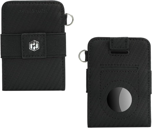 Hayvenhurst AirTag Wallet Holder - Minimalist Slim Front Pocket Wallet - Air Tag Genuine Leather Cash Credit Card Sleeve Wallet GPS Tracker (Black...