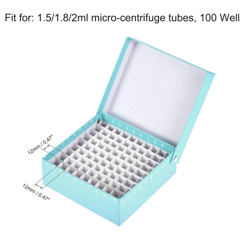 uxcell Centrifuge Tube Freezer Storage Box 100-Well Waterproof Cardboard Holder Blue for 1.5/1.8/2ml Micro Centrifuge Tubes...
