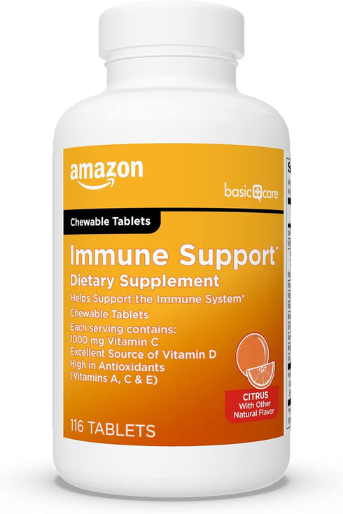 Amazon Basic Care Immune Support Citrus Chew Tablets, 116 Count...