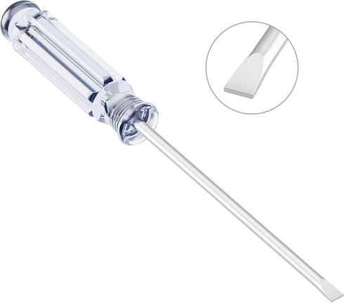 10PCS Mini Slotted Screwdriver, 3mm Flat Head for Watch Eyeglasses Electronics Toy Repair, Non-magnetic, 4.72"(120mm) Total Length (Clear Handle)...